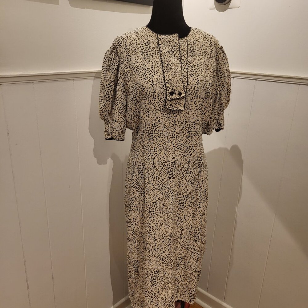 Vintage maxi silk dress with animal print short sleeves